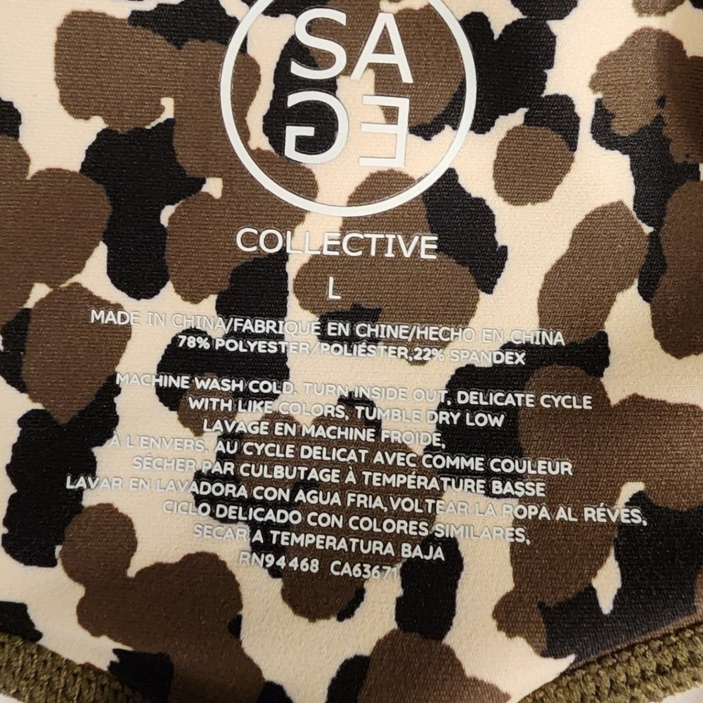 Sage Collective Leopard Print High Waisted Activewear Leggings Brown Size L - Picture 6 of 6